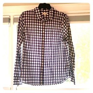Purple J Crew Checkered Shirt